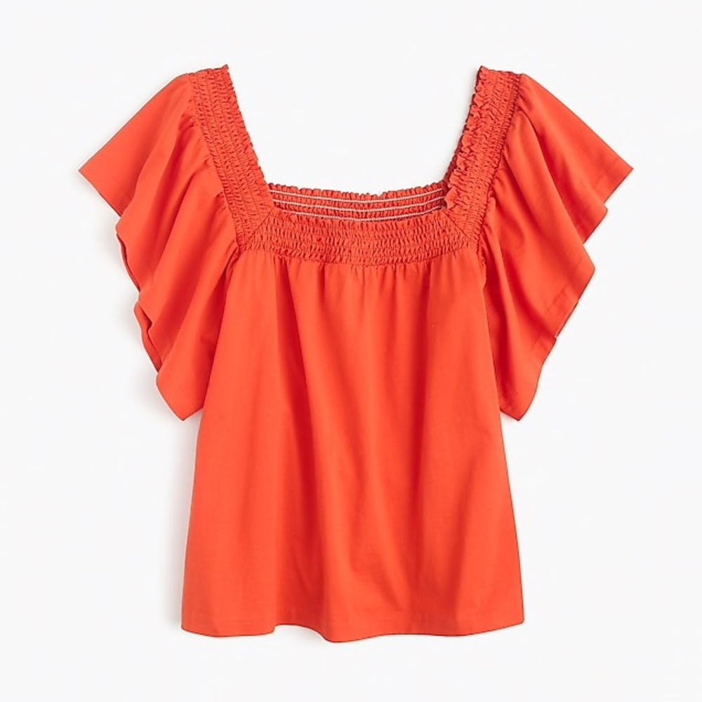 🎉HP🎉 J. Crew Orange Smocked Square-neck Top